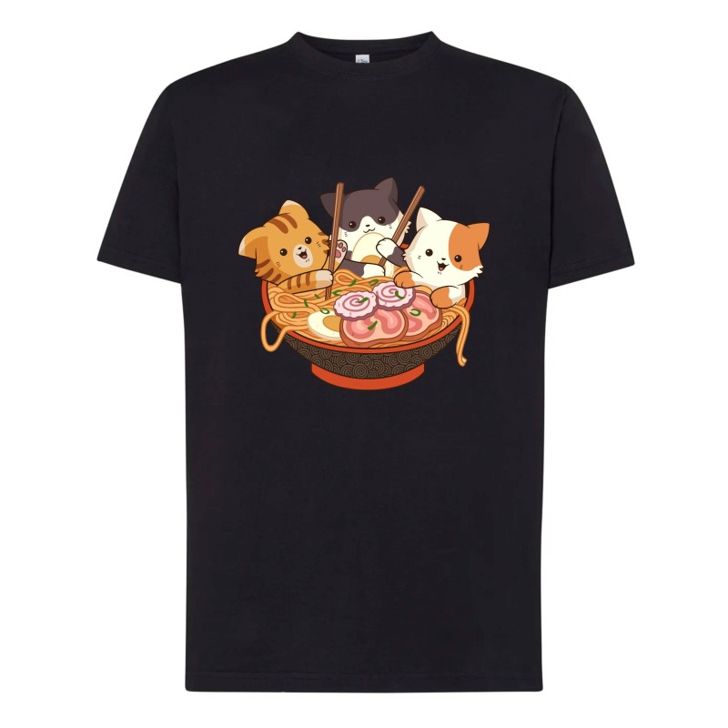 Camiseta humor friki Ramen Gatos